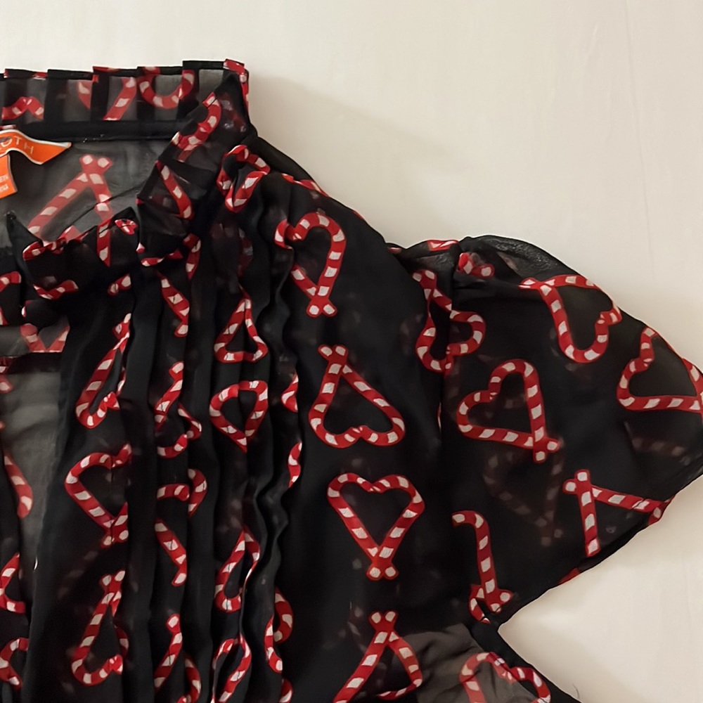 NWT MODCLOTH midi dress - semin sheer, fully lined, keyhole opening, candy cane - Picture 12 of 13
